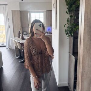 Gold Crochet Beach Cover Up (One Size)